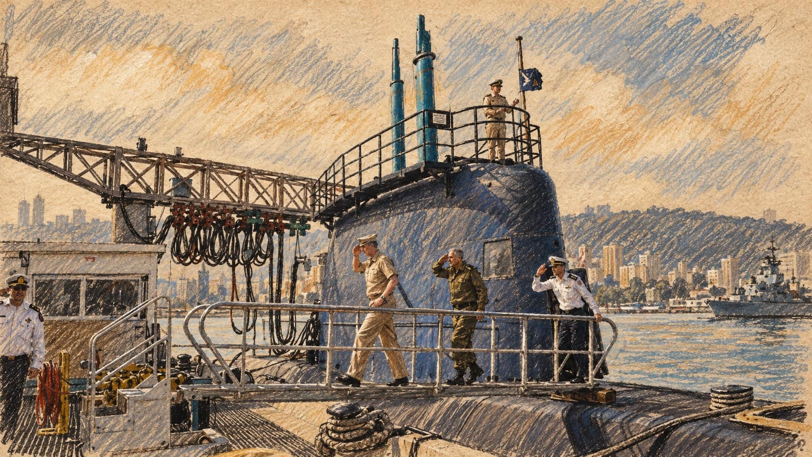 Il sottomarino INS Drakon entra nelle acque israeliane dopo il viaggio dalla Germania