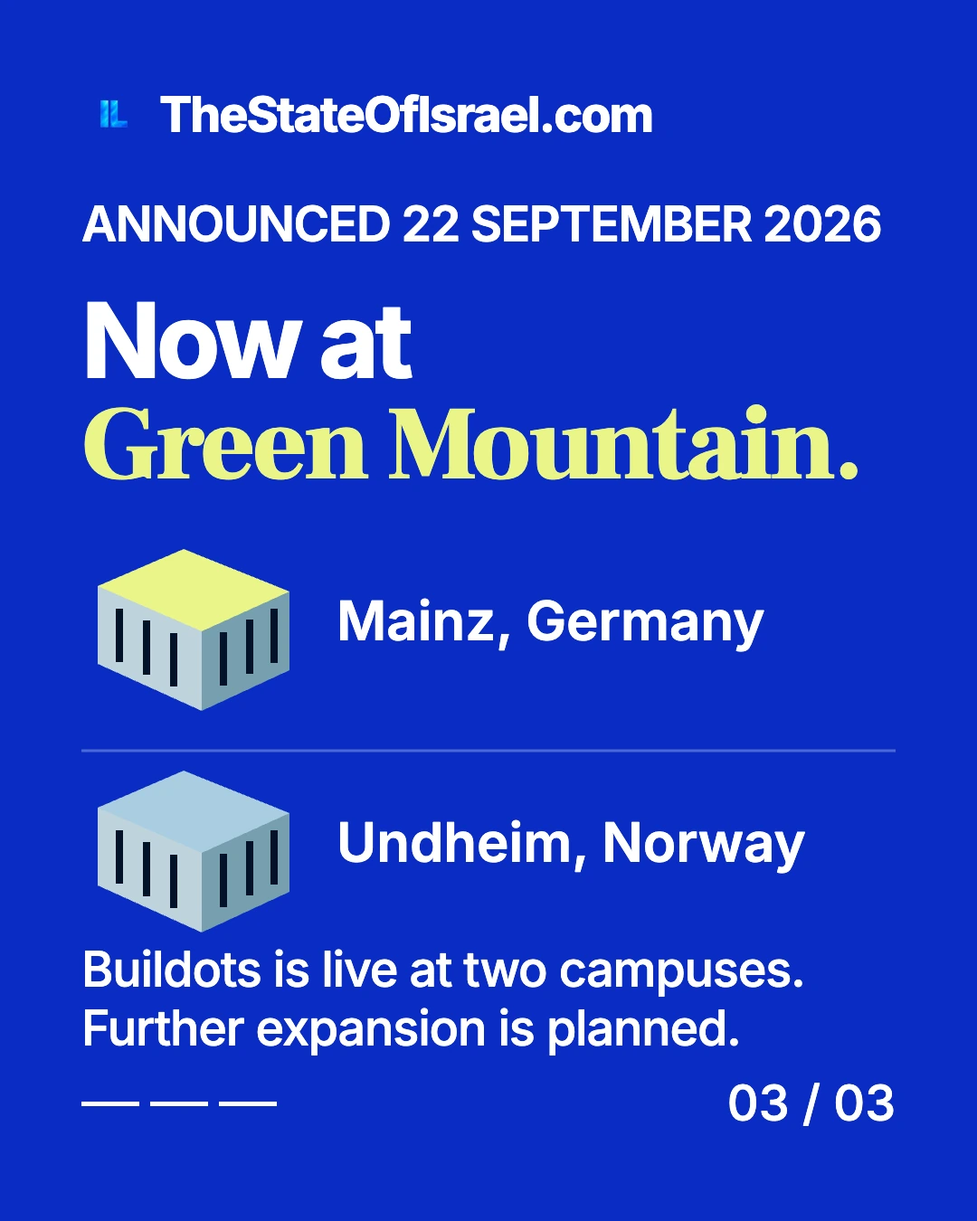 Two campus symbols are labeled Mainz, Germany and Undheim, Norway beside the announcement date, 22 September 2026.